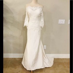 Olia Zavozina off shoulder lace wedding dress